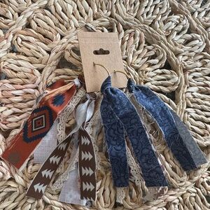 Handmade Bohemian Ribbon Hoop Earrings